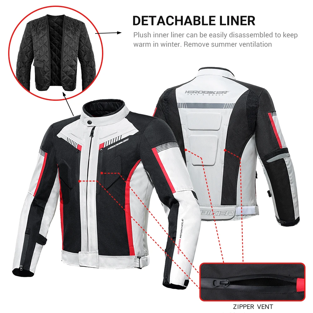 HEROBIKER Chaqueta y Pantalón de Moto Impermeables para Hombre - Image 3