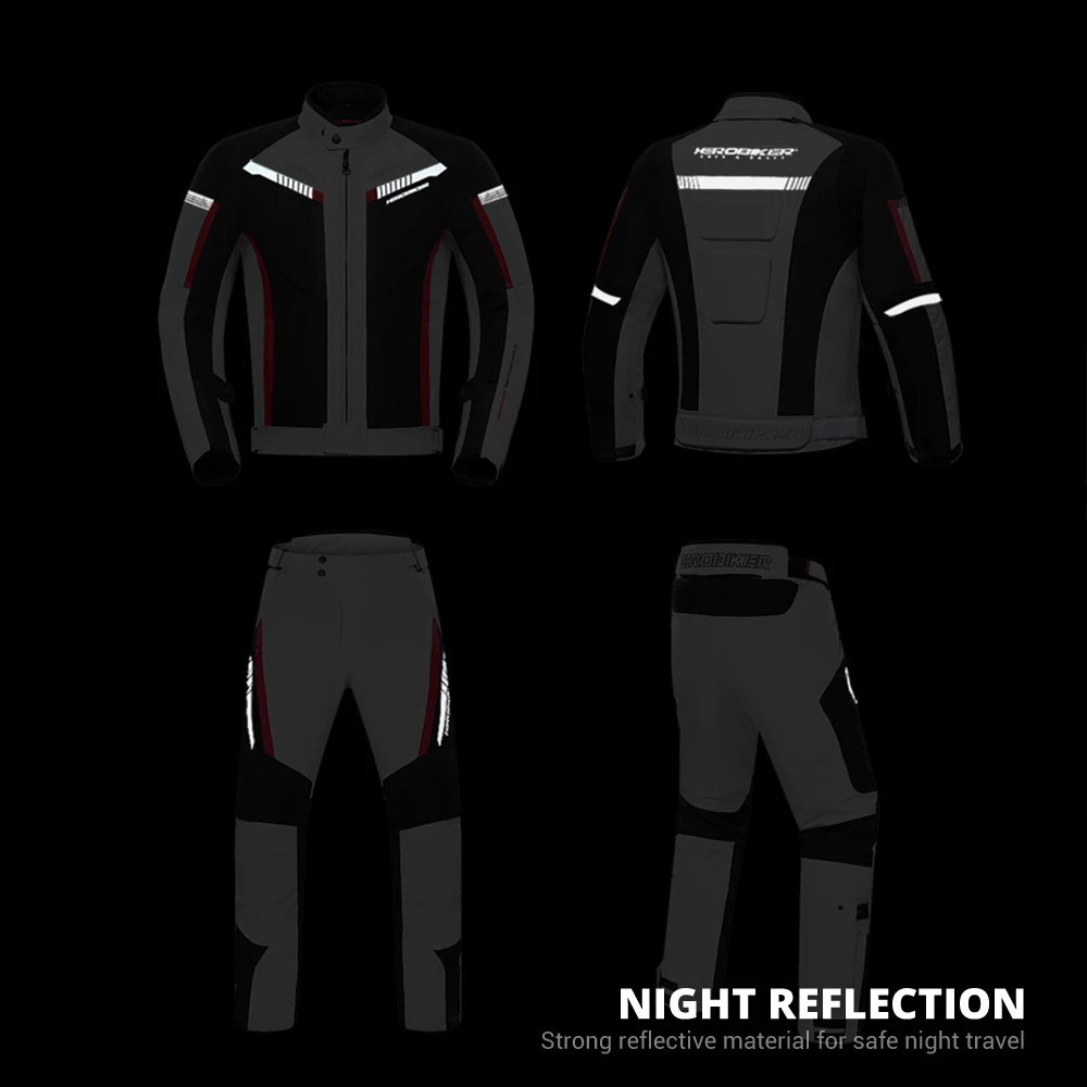 HEROBIKER Chaqueta y Pantalón de Moto Impermeables para Hombre - Image 5